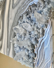 Load image into Gallery viewer, Blue Calcite w/ Brazilian Quartz Points Geode Painting 10" x 10" x 3.75"