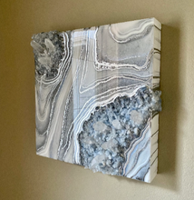 Load image into Gallery viewer, Blue Calcite w/ Brazilian Quartz Points Geode Painting 10" x 10" x 3.75"