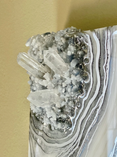 Load image into Gallery viewer, Blue Calcite w/ Brazilian Quartz Points Geode Painting 10" x 10" x 3.75"