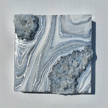 Load image into Gallery viewer, Blue Calcite w/ Brazilian Quartz Points Geode Painting 10" x 10" x 3.75"