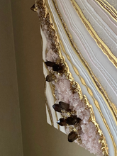 Load image into Gallery viewer, Lavender Rose Quartz w/ Smoky Quartz Points Geode Painting 12" x 12" x 3.75"