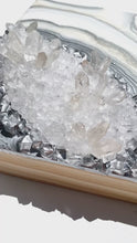 Load and play video in Gallery viewer, Silver Pearl & White Geode w/ Clear Quartz 12" x 12" x 3"