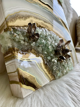 Load image into Gallery viewer, Custom Order for Alexa - Smoky Quartz &amp; Pyrite Geode Painting 12&quot; x 12&quot; x 3&quot;
