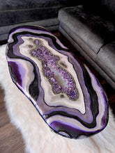 Load image into Gallery viewer, Large Epoxy Geode Coffee Table with Brazilian Amethyst Points &amp; Hairpin Legs - 47&quot; x 24&quot; x 18.5&quot;
