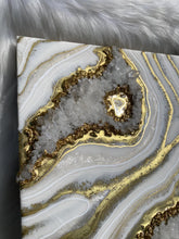 Load image into Gallery viewer, White, Pearl, &amp; Gold, w/ Brazilian Quartz Points 16&quot; x 16&quot; x 3&quot;
