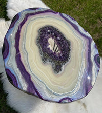 Load image into Gallery viewer, Accent Table with Brazilian Amethyst Points &amp; Hairpin Legs - 24&quot;x 24&quot;x 21&quot;
