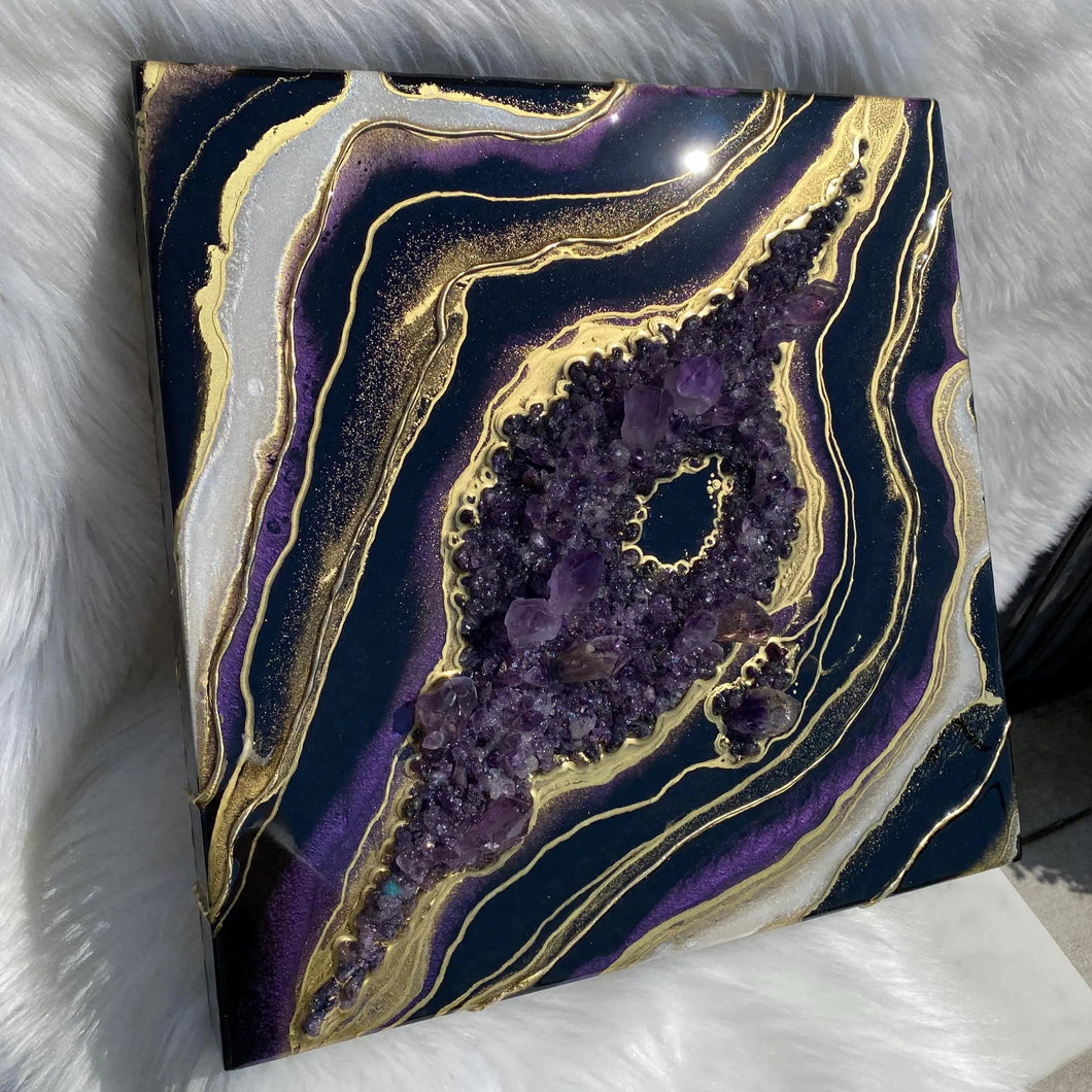Black, Plum, & Gold, w/ Brazilian Amethyst Points 16