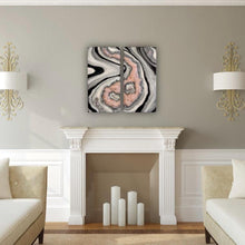 Load image into Gallery viewer, White, Black, &amp; Silver w/ Rose Quartz Crystals - 24" x 24"
