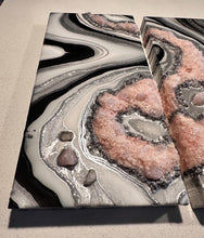 Load image into Gallery viewer, White, Black, &amp; Silver w/ Rose Quartz Crystals - 24" x 24"
