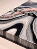 White, Black, & Silver w/ Rose Quartz Crystals - 24" x 24"