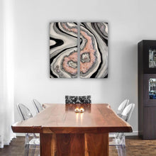 Load image into Gallery viewer, White, Black, &amp; Silver w/ Rose Quartz Crystals - 24" x 24"
