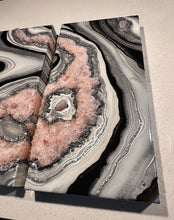 Load image into Gallery viewer, White, Black, &amp; Silver w/ Rose Quartz Crystals - 24" x 24"

