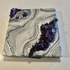 White, Silver, and Lavender w/ Brazilian Amethyst Crystals 12" x 12" x 3"