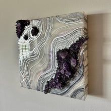 Load image into Gallery viewer, White, Silver, and Lavender w/ Brazilian Amethyst Crystals 12" x 12" x 3"
