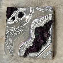 Load image into Gallery viewer, White, Silver, and Lavender w/ Brazilian Amethyst Crystals 12" x 12" x 3"
