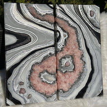 Load image into Gallery viewer, White, Black, &amp; Silver w/ Rose Quartz Crystals - 24" x 24"
