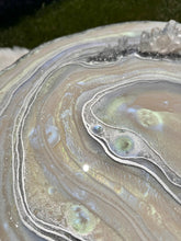 Load image into Gallery viewer, Mother of Pearl Geode Table w/ Brazilian Quartz Points &amp; Chrome Hairpin Legs - 24"x 24"x 16.75"
