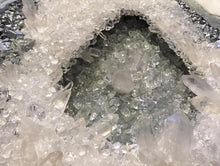 Load image into Gallery viewer, Large Silver, White, &amp; Pale Green 3D Geode Panel w/ Clear Quartz 48&quot; x 30&quot; x 4&quot;

