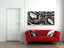 Load image into Gallery viewer, Large Black White &amp; Silver Geode Panel w/ Clear &amp; Smoky Quartz 60&quot; x 30&quot; x 4&quot;
