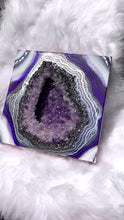 Load and play video in Gallery viewer, Amethyst &amp; Pyrite 3D Geode Painting 12&quot; x 12&quot; x 2.5&quot;
