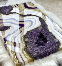 Load image into Gallery viewer, Large Amethyst, Pyrite, &amp; Epoxy 3D Geode Panel - 48&quot; x 30&quot; x 3.75&quot;
