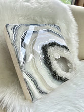 Load image into Gallery viewer, White, &amp; Pearl Geode with Clear Quartz &amp; Pyrite 12&quot; x 12&quot; x 3.75&quot;
