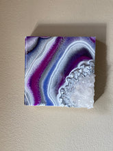 Load image into Gallery viewer, Blue-Violet Orchid &amp; Silver Geode with Clear Quartz 6&quot; x 6&quot; x 2.75&quot;
