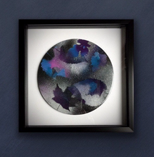 Load image into Gallery viewer, Round Acrylic Leaf Painting in Black Shadow Box Frame 12&quot;x12&quot;x1&quot;

