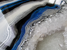 Load image into Gallery viewer, Royal Blue, Turquoise, &amp; Silver 3D Geode w/ Clear Quartz 36&quot; x 24&quot; x 3.75&quot;
