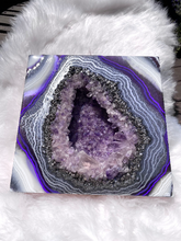 Load image into Gallery viewer, Amethyst &amp; Pyrite 3D Geode Painting 12&quot; x 12&quot; x 2.5&quot;
