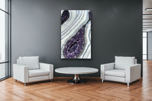 Load image into Gallery viewer, Large Violet, White, &amp; Silver 3D Geode w/ Amethyst &amp; Clear Quartz 48&quot; x 30&quot; x 4&quot;
