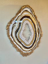 Load image into Gallery viewer, Earth Tone Free Form Geode w/ Clear Quartz 34.5&quot; x 25.5&quot; x 1.75&quot;
