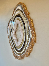 Load image into Gallery viewer, Earth Tone Free Form Geode w/ Clear Quartz 34.5&quot; x 25.5&quot; x 1.75&quot;
