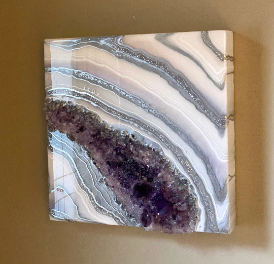 Silver Amethyst Geode Painting 12