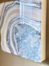 Load image into Gallery viewer, Celestite &amp; Quartz Geode Painting 12&quot; x 12&quot; x 3.75&quot;
