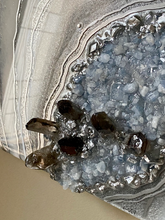 Load image into Gallery viewer, Blue Calcite w/ Smoky Quartz Points Geode Painting 12&quot; x 12&quot; x 3.75&quot;
