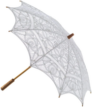 Load image into Gallery viewer, White Battenberg Lace Parasol - 30&quot; Diameter
