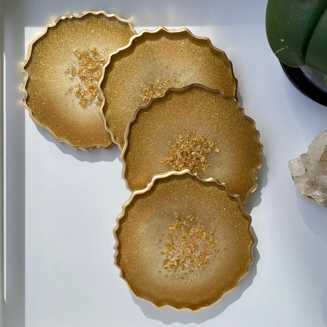 Gold Agate Inspired Coasters - Set of 2 or 4